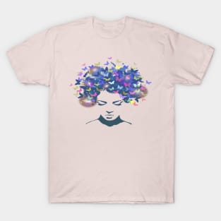 Woman Butterflies Hair T-Shirt